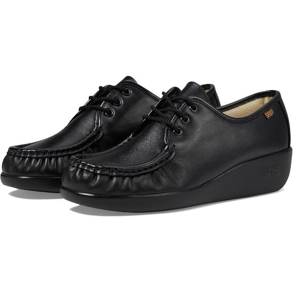 SAS Womens Bounce Lace Up Moc Shoes US 9.5 M Black Leather NWOB - Picture 1 of 12